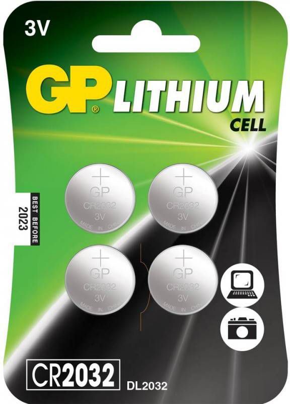 GP CR2032 4 stuks Knoopcel Lithium Batterij - Tvs.nl