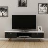 Homemania Tv meubel Zeyn 150x35x41 Cm Walnootkleurig Zwart En Wit online kopen